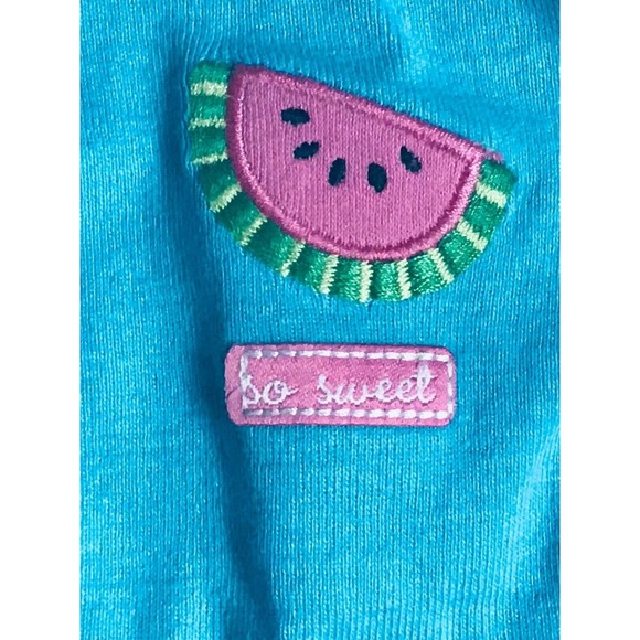 Girl's Size 9M 6-9 Month 2 Piece Blue Watermelon Carter's Top, Black Circo Capri - Picture 5 of 8